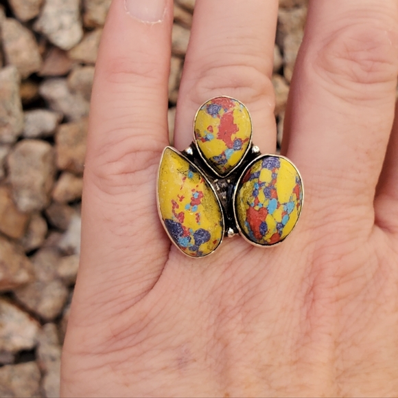 New Mosaic Balloon Jasper 925 Silver Ring. - Picture 5 of 12